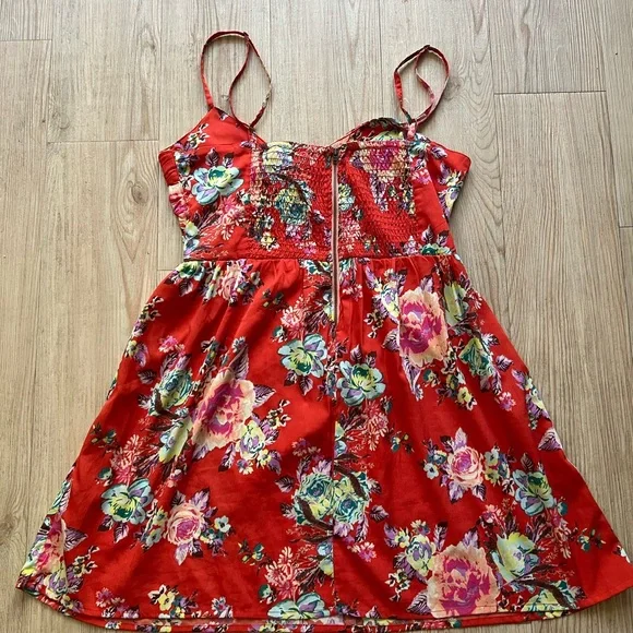 Roxy Red Floral Mini Dress - Picture 2 of 2